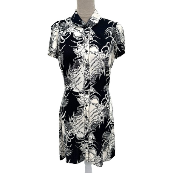 Reformation Sunday Dress Black White Botanical Print Size 8 - Picture 3 of 9
